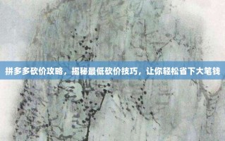 拼多多砍价攻略，揭秘最低砍价技巧，让你轻松省下大笔钱