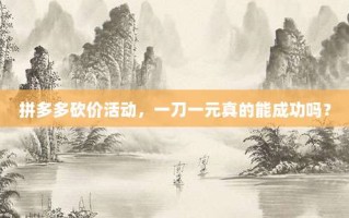 拼多多砍价活动，一刀一元真的能成功吗？