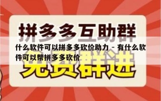什么软件可以拼多多砍价助力 - 有什么软件可以帮拼多多砍价