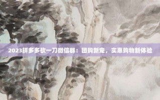 2023拼多多砍一刀微信群：团购新宠，实惠购物新体验