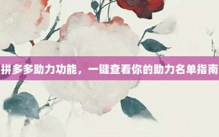 拼多多助力功能，一键查看你的助力名单指南