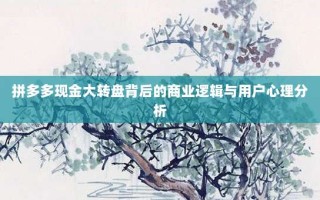 拼多多现金大转盘背后的商业逻辑与用户心理分析
