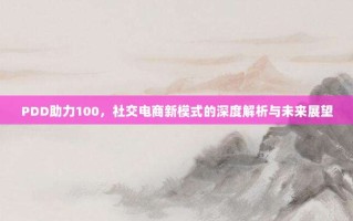 PDD助力100，社交电商新模式的深度解析与未来展望