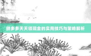 拼多多天天领现金的实用技巧与策略解析