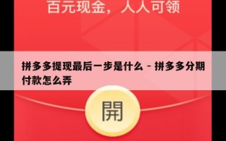 拼多多提现最后一步是什么 - 拼多多分期付款怎么弄
