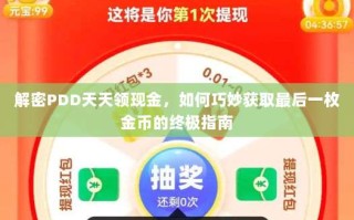 解密PDD天天领现金，如何巧妙获取最后一枚金币的终极指南