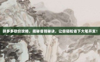 拼多多砍价攻略，揭秘省钱秘诀，让你轻松省下大笔开支！