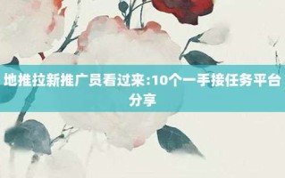 地推拉新推广员看过来:10个一手接任务平台分享