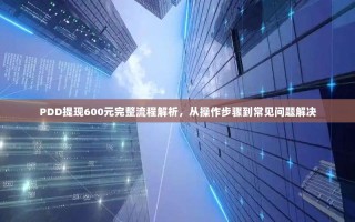 PDD提现600元完整流程解析，从操作步骤到常见问题解决