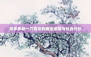 拼多多砍一刀背后的商业逻辑与社会代价