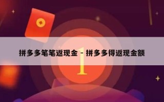 拼多多笔笔返现金 - 拼多多得返现金额
