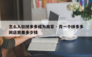 怎么入驻拼多多成为商家 - 弄一个拼多多网店需要多少钱