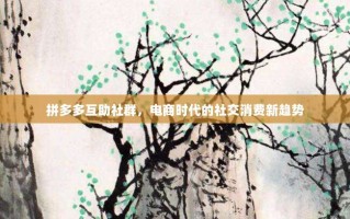 拼多多互助社群，电商时代的社交消费新趋势