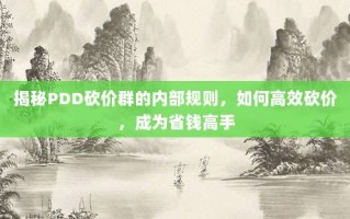 揭秘PDD砍价群的内部规则，如何高效砍价，成为省钱高手