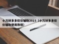 小刀拼多多砍价辅助2023（小刀拼多多砍价辅助使用教程）