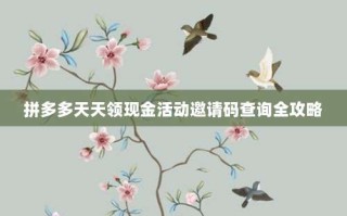 拼多多天天领现金活动邀请码查询全攻略