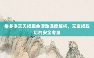 拼多多天天领现金活动深度解析，元宝领取后的安全考量