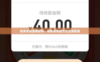 拼多多现金券解析，购物省钱新方式全面指南