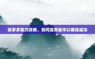 拼多多助力攻略，如何高效操作以确保成功