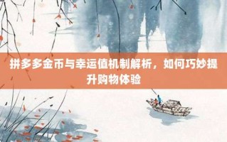 拼多多金币与幸运值机制解析，如何巧妙提升购物体验