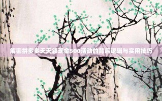 解密拼多多天天领现金500活动的背后逻辑与实用技巧