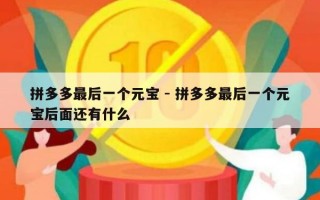 拼多多最后一个元宝 - 拼多多最后一个元宝后面还有什么
