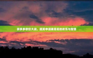 拼多多砍价大战，搞笑申请表背后的欢乐与智慧