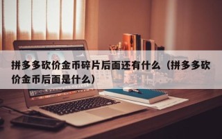 拼多多砍价金币碎片后面还有什么（拼多多砍价金币后面是什么）