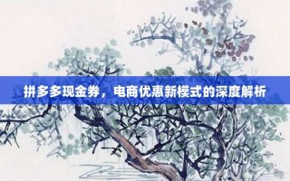 拼多多现金券，电商优惠新模式的深度解析
