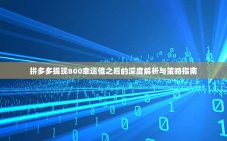 拼多多提现800幸运值之后的深度解析与策略指南