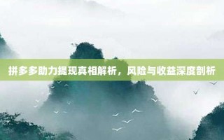 拼多多助力提现真相解析，风险与收益深度剖析