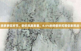 拼多多狂欢节，砍价风暴来袭，0.5%的终极折扣等你来挑战！