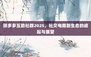拼多多互助社群2025，社交电商新生态的崛起与展望