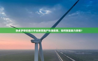 拼多多砍价助力平台异常账户处理指南，如何恢复助力资格？