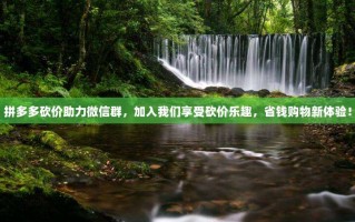 拼多多砍价助力微信群，加入我们享受砍价乐趣，省钱购物新体验！