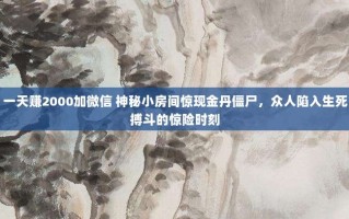 一天赚2000加微信 神秘小房间惊现金丹僵尸，众人陷入生死搏斗的惊险时刻