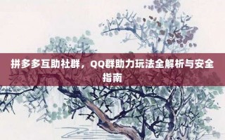 拼多多互助社群，QQ群助力玩法全解析与安全指南