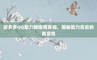 拼多多QQ助力群掏钱真相，揭秘助力背后的真实性