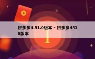 拼多多4.91.0版本 - 拼多多4510版本