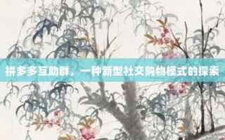 拼多多互助群，一种新型社交购物模式的探索