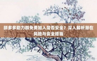 拼多多助力群免费加入是否安全？深入解析潜在风险与安全措施