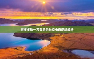 拼多多砍一刀背后的社交电商逻辑解析