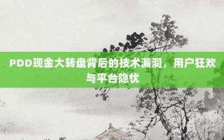 PDD现金大转盘背后的技术漏洞，用户狂欢与平台隐忧
