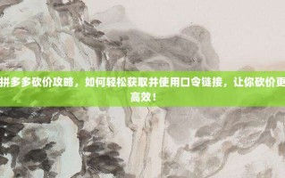 拼多多砍价攻略，如何轻松获取并使用口令链接，让你砍价更高效！