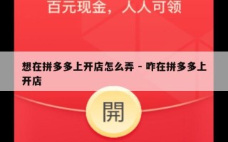 想在拼多多上开店怎么弄 - 咋在拼多多上开店