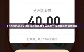 PDD助力600元现金活动需要多少人参与？深度解析与策略指南