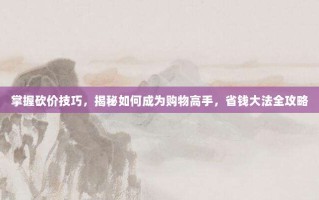 掌握砍价技巧，揭秘如何成为购物高手，省钱大法全攻略