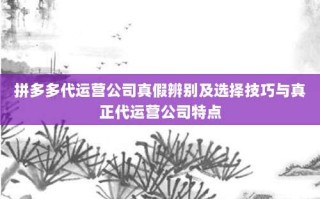 拼多多代运营公司真假辨别及选择技巧与真正代运营公司特点