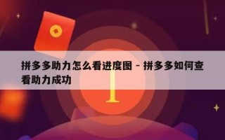 拼多多助力怎么看进度图 - 拼多多如何查看助力成功