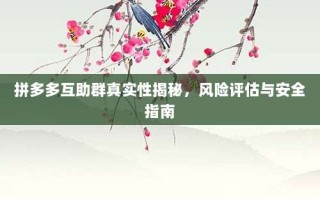 拼多多互助群真实性揭秘，风险评估与安全指南